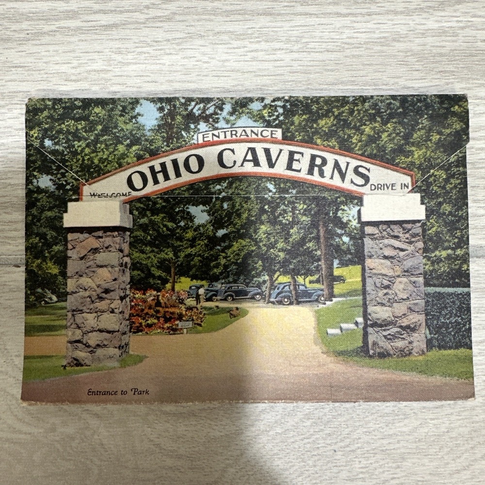 OHIO CAVERNS Souvenir Fold-Out West Liberty Ohio 1940s Vintage